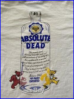 VTG Grateful Dead Bear Absolute Vodka State Of Mind 1993 T-Shirt 90s Underwraps