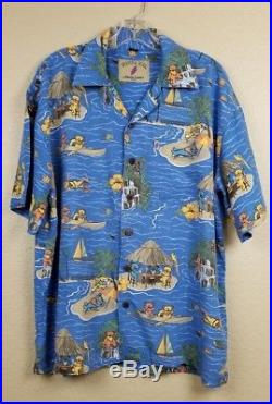 VTG Grateful Dead Hawaiian Shirt David Carey Sz L RARE Dancing Bears Button Top