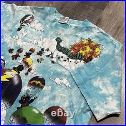 VTG Grateful Dead Liquid Blue AOP 1993 Parachuting Bears Tie Dye Shirt Size L