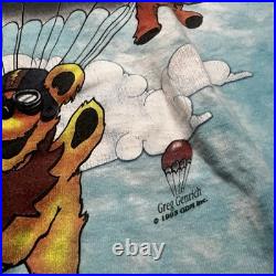 VTG Grateful Dead Liquid Blue AOP 1993 Parachuting Bears Tie Dye Shirt Size L
