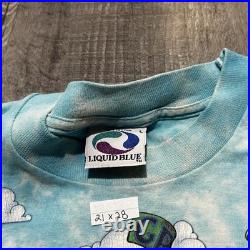 VTG Grateful Dead Liquid Blue AOP 1993 Parachuting Bears Tie Dye Shirt Size L
