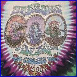 VTG Grateful Dead Seasons of the Dead Tie-Dye T-Shirt Men's XL Liquid Blue 1993