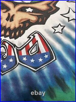 VTG Grateful Dead Wave That Flag Revolutionary 1993 Liquid Blue Tie Dye Shirt XL
