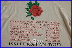 VTG Vintage 80s 1981 GRATEFUL DEAD Go to Heaven EUROPEAN TOUR Shirt L Large