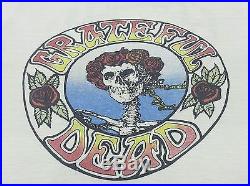 Vintage 1970 70s Grateful Dead Promo Skull And Roses Paper Thin White T Shirt