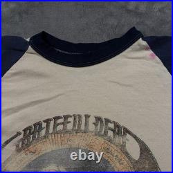 Vintage 1970 Grateful Dead Blues for Allah Shirt Mens Large Beige Blue Raglan