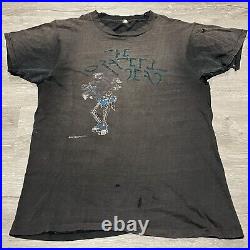 Vintage 1977 Grateful Dead Rare Band T-Shirt Distressed 70s Single Stitch