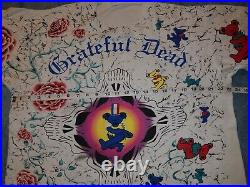 Vintage 1980's Grateful Dead All Over Skulls & Rose's Shirt L NOS