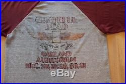 Vintage 1981 GRATEFUL DEAD Happy New Year Raglan T-Shirt Tee Oakland Medium 80s