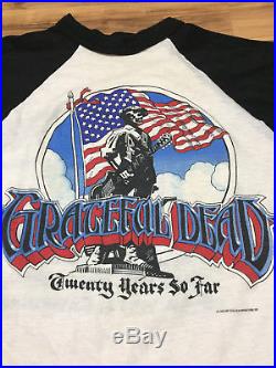 Vintage 1985 GRATEFUL DEAD Twenty Years So Far USA Flag Concert Tour T Shirt L