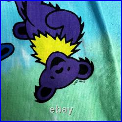 Vintage 1989 Grateful Dead Dancing Bear Shirt Size XL Liquid Blue Single Stitch