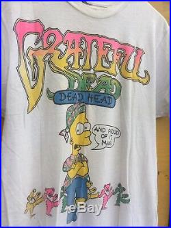 Vintage 1990 Grateful Dead Bart Simpson T Shirt Bootleg Rap Tee Nirvana