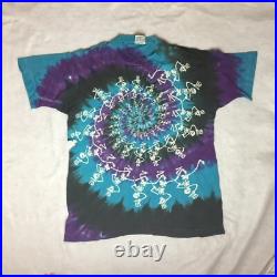 Vintage 1990 Grateful Dead Dancing Skeleton Tour Shirt GDM Liquid Blue Large