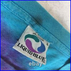 Vintage 1990 Grateful Dead Dancing Skeleton Tour Shirt GDM Liquid Blue Large