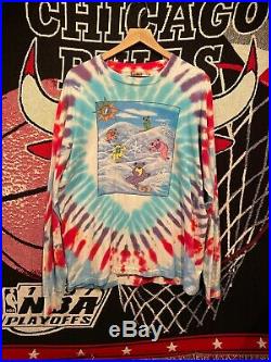 Vintage 1990 Grateful Dead Longsleeve Tie Dye Snowboarding Bears T-Shirt Size XL