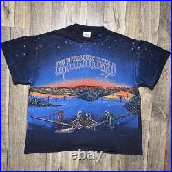 Vintage 1990 Grateful Dead San Francisco Bridge T Shirt All Over Print Size XL