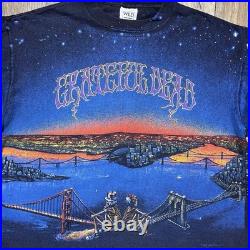 Vintage 1990 Grateful Dead San Francisco Bridge T Shirt All Over Print Size XL