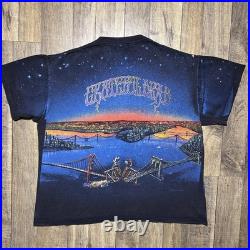 Vintage 1990 Grateful Dead San Francisco Bridge T Shirt All Over Print Size XL