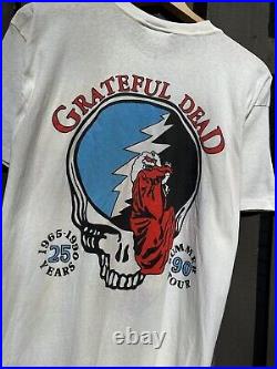 Vintage 1990 Grateful Dead Summer Tour T Shirt Mens XL (24x33) 25 Years Skull