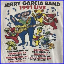 Vintage 1991 90s Jerry Garcia Band Grateful Dead Shirt Size XL White Distressed