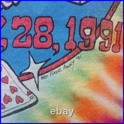Vintage 1991 Grateful Dead Las Vegas Dealer Tour Tie Dye T-Shirt Size L Large