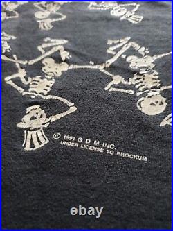 Vintage 1991 Grateful Dead Skeleton Spiral T-SHIRT Brockum Size XL Double Sided