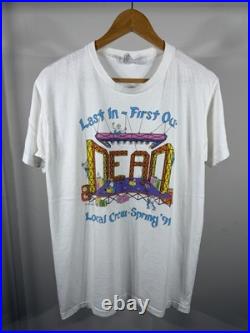 Vintage 1991 Grateful Dead Spring Tour First In Last Out Crew Band T-Shirt L