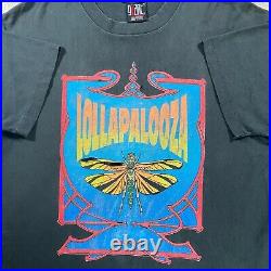 Vintage 1992 Giant Lollapalooza Shirt Pearl Jam Chili Peppers Thrashed XL Black