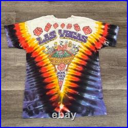 Vintage 1992 Grateful Dead Las Vegas Casino Tie Dye T-Shirt Liquid Blue Large