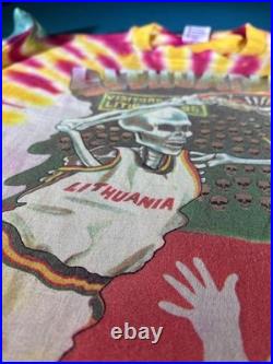 Vintage 1992 Grateful Dead Lithuania Tie Dye Basketball Bronze Medal Shirt L XL