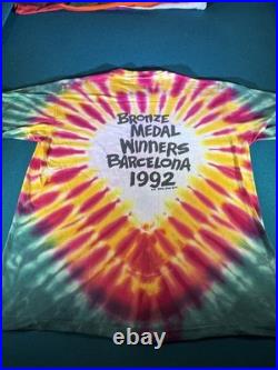 Vintage 1992 Grateful Dead Lithuania Tie Dye Basketball Bronze Medal Shirt L XL