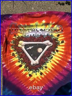 Vintage 1992 Grateful Dead Steal Your Face Double Sided Tie Dye T Shirt XL USA