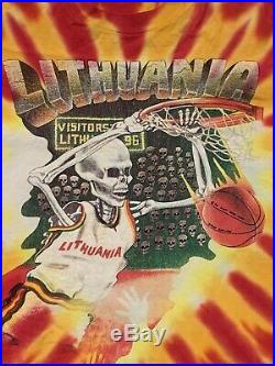 Vintage 1992 Lithuania Basketball Grateful Dead Shirt XL Tie Dye