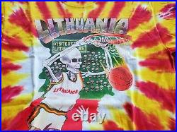 Vintage 1992 Lithuania Basketball T-Shirt Grateful Dead Tee L Tie Dye Speirs