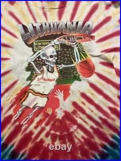 Vintage 1992 Lithuania Olympic Basketball Team T Shirt Grateful Dead Tie Dye XL