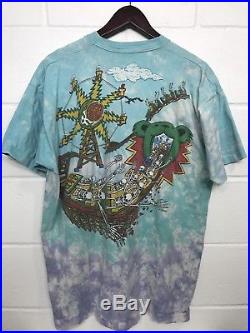 Vintage 1993 Grateful Dead Band T-Shirt xxL Tie Dye USA Made liquid blue