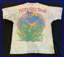 Vintage 1993 Grateful Dead Rise & Fall Tour Bear Tie Dye Liquid Blue T Shirt L