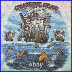 Vintage 1993 Grateful Dead Ship Of Fools Liquid Blue T-Shirt XL Long sleeve