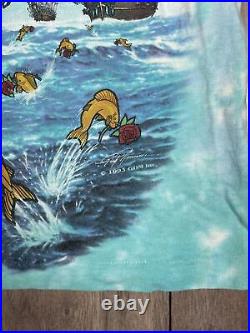 Vintage 1993 Grateful Dead Ship Of Fools Liquid Blue Tie Dye T Shirt Size L 90s