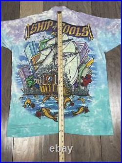 Vintage 1993 Grateful Dead Ship Of Fools Liquid Blue Tie Dye T Shirt Size L 90s