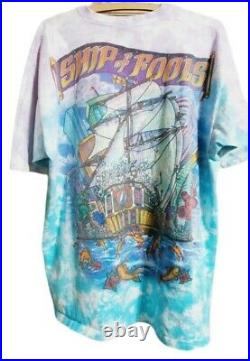 Vintage 1993 Grateful Dead Ship Of Fools Liquid Blue Tie Dye T Shirt XL VTG 90s