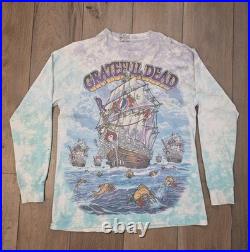 Vintage 1993 Grateful Dead Ship Of Fools Shirt 90s Single Stitch Liquid Blue L