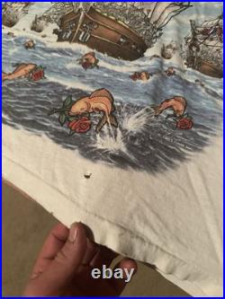 Vintage 1993 Grateful Dead Ship Of Fools White Non Dyed TShirt XL Rare Back Worn