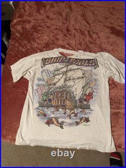 Vintage 1993 Grateful Dead Ship Of Fools White Non Dyed TShirt XL Rare Back Worn