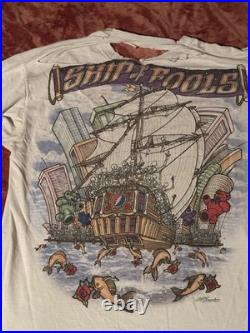 Vintage 1993 Grateful Dead Ship Of Fools White Non Dyed TShirt XL Rare Back Worn