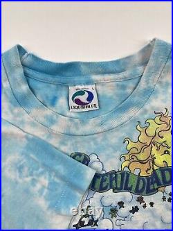 Vintage 1993 Grateful Dead Songs Fill the Air Tie Dye T-Shirt XL Liquid Blue 90s