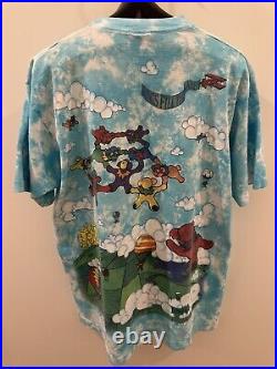 Vintage 1993 Liquid Blue Grateful Dead Parachute Bears All Over Print T Shirt XL
