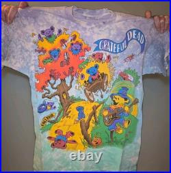 Vintage 1993 Liquid Blue Grateful Dead Rise & Fall Tour Tie-Dye T-Shirt Size L