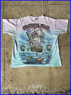 Vintage 1993 Tie Dye Grateful Dead Ship of Fools Tee. Size XL