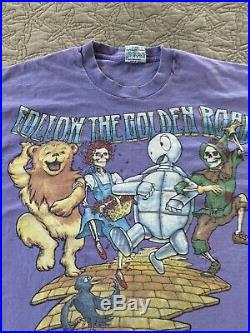 Vintage 1994 Grateful Dead Follow The Golden Road Liquid Blue T-Shirt USA Purple